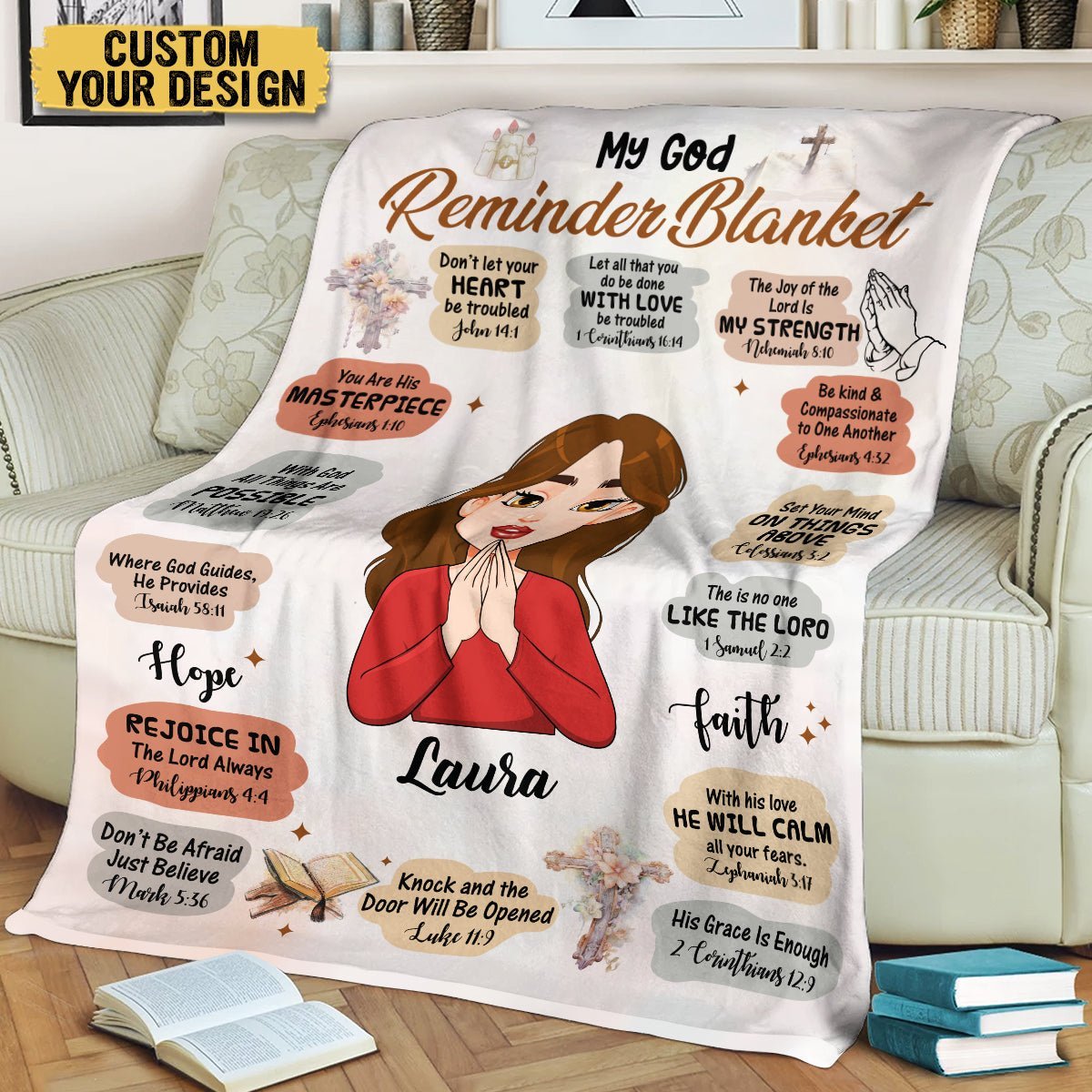 My God Reminder Cartoon - Personalized Blanket - Best Gift For Mother, For Grandma - Giftago