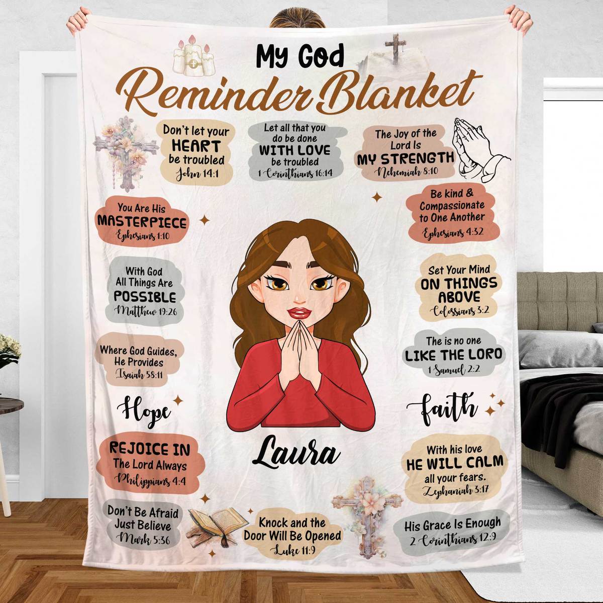 My God Reminder Cartoon - Personalized Blanket - Best Gift For Mother, For Grandma - Giftago