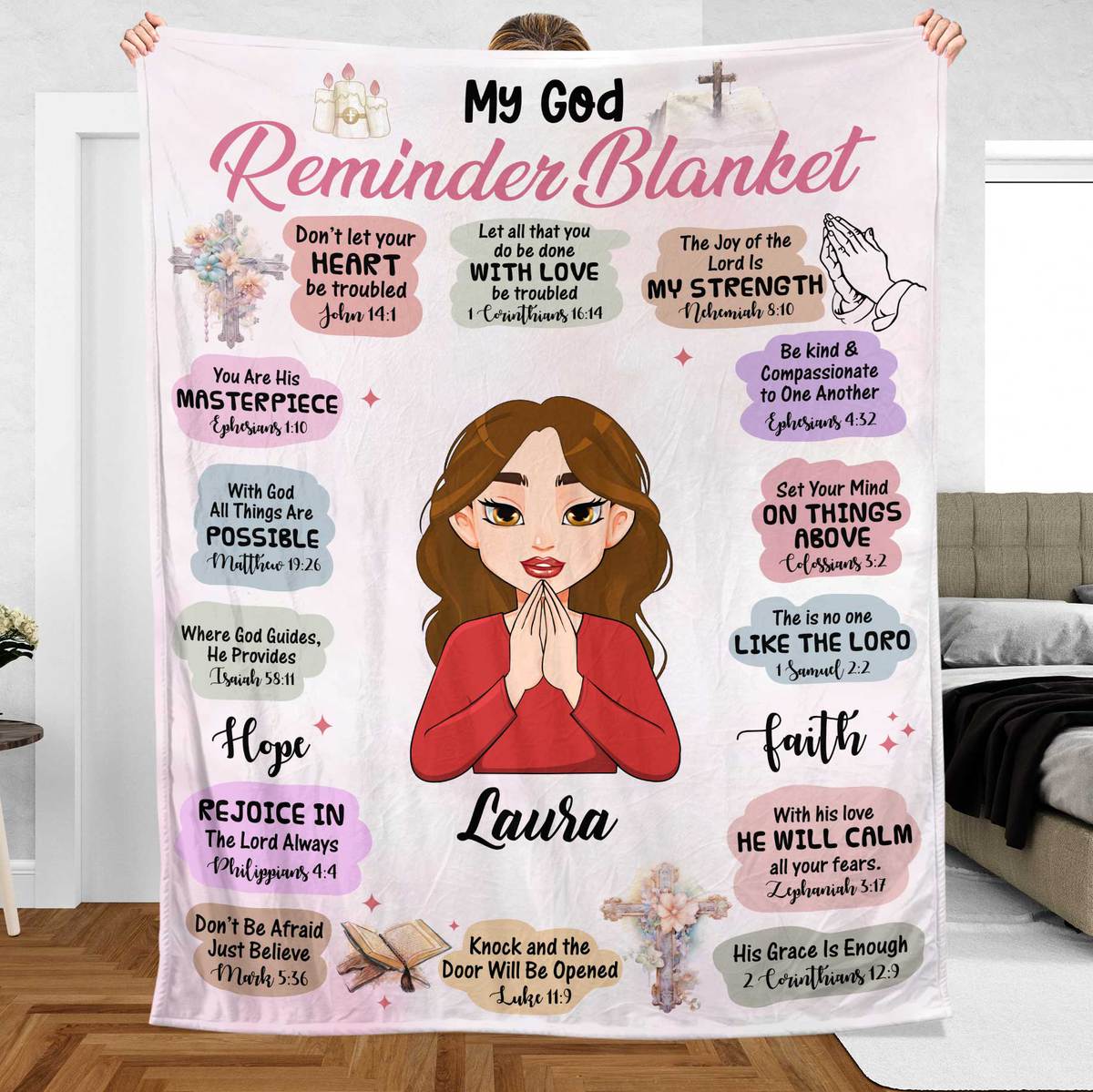 My God Reminder Cartoon - Personalized Blanket - Best Gift For Mother, For Grandma - Giftago