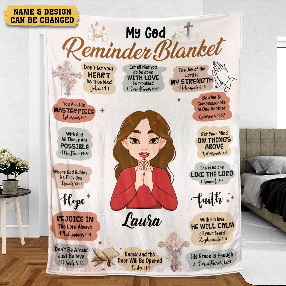 My God Reminder Cartoon - Personalized Blanket - Best Gift For Mother, For Grandma - Giftago