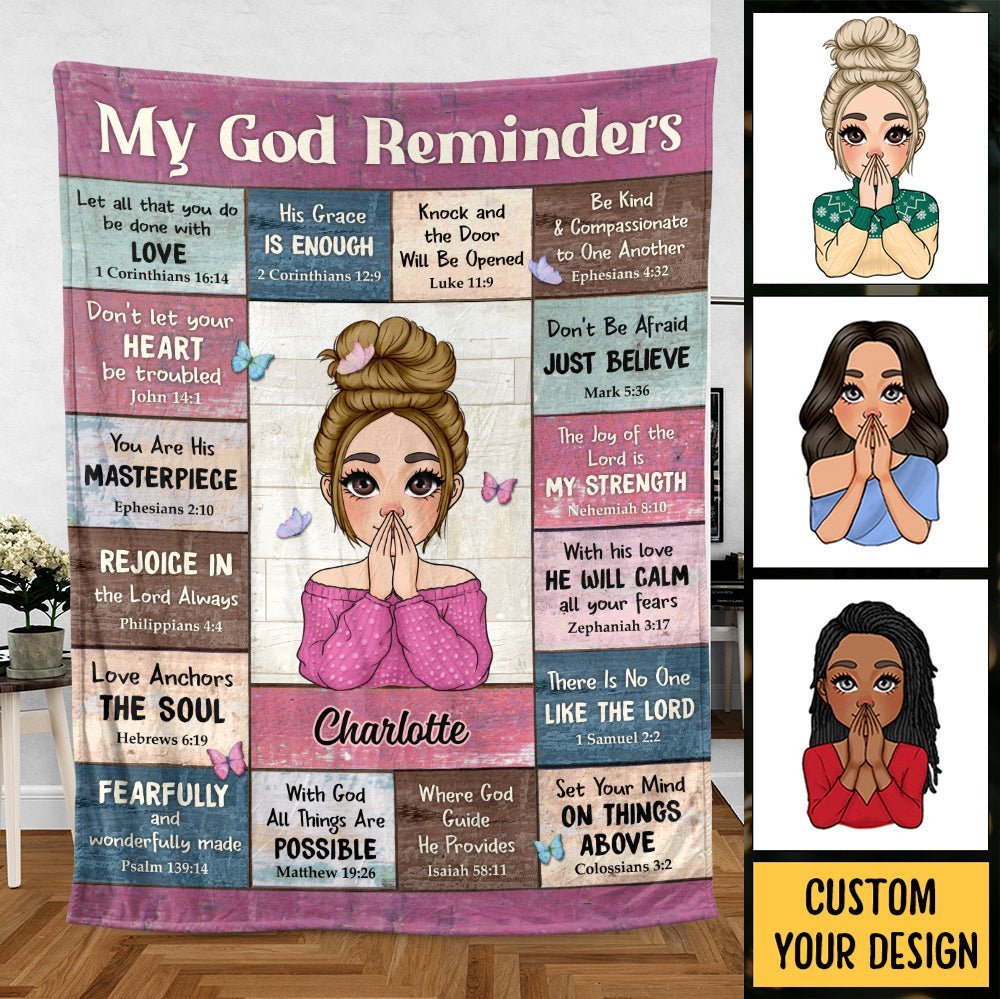 My God Reminders Pink - Personalized Blanket - Meaningful Gift For Christmas, For Birthday - Giftago