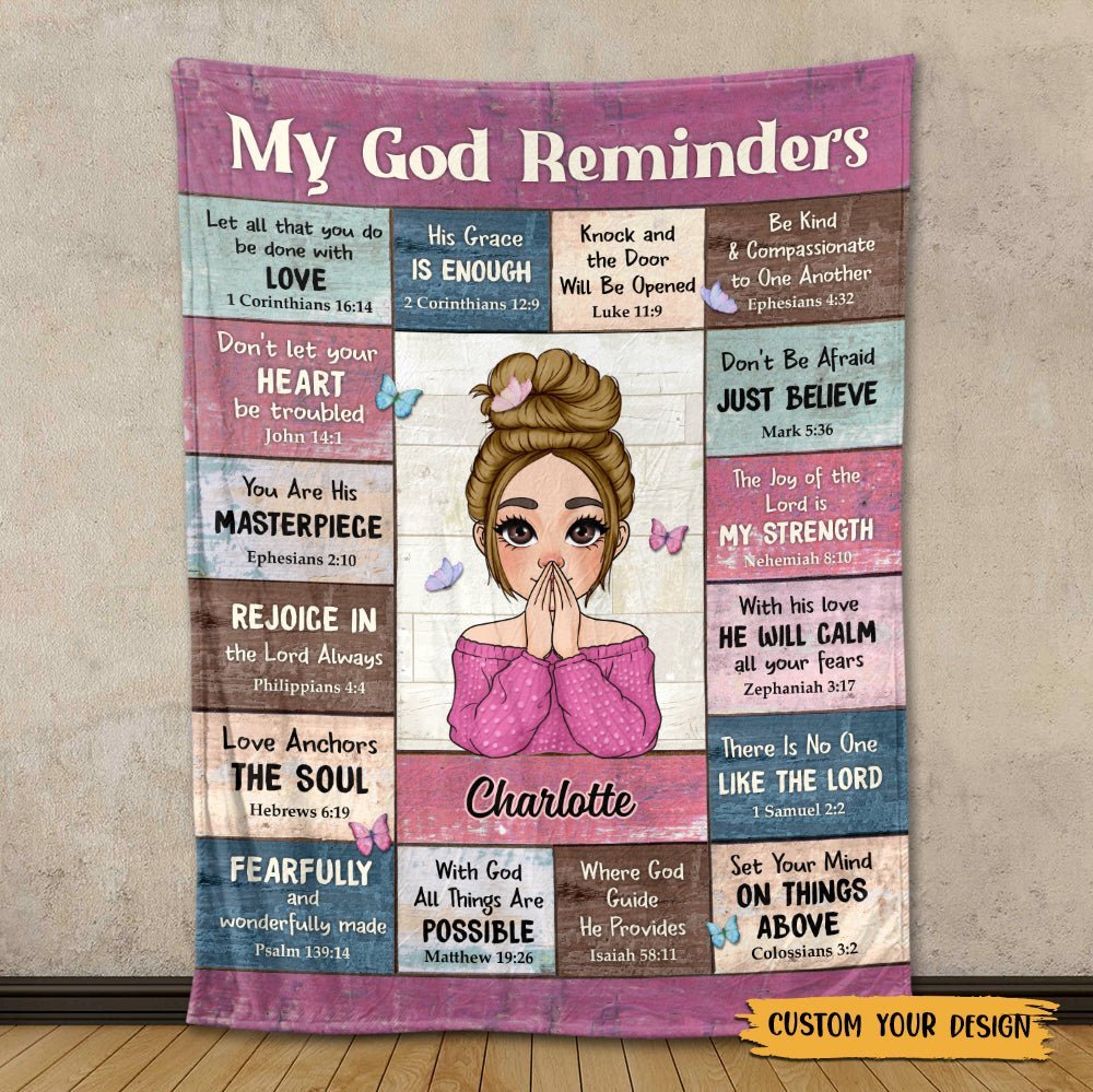 My God Reminders Pink - Personalized Blanket - Meaningful Gift For Christmas, For Birthday - Giftago