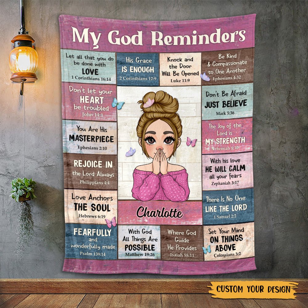 My God Reminders Pink - Personalized Blanket - Meaningful Gift For Christmas, For Birthday - Giftago