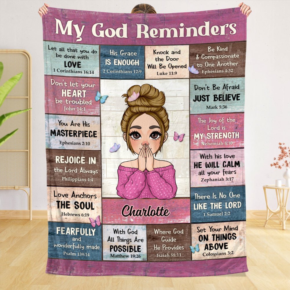 My God Reminders Pink - Personalized Blanket - Meaningful Gift For Christmas, For Birthday - Giftago