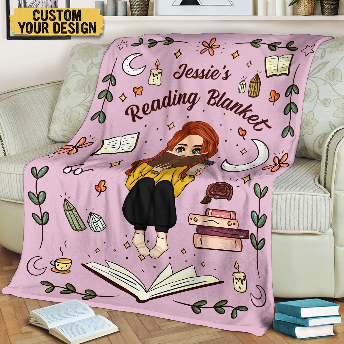 My Reading Blanket (Chibi) - Personalized Blanket - Thoughtful Gift For Birthday, Christmas - Giftago