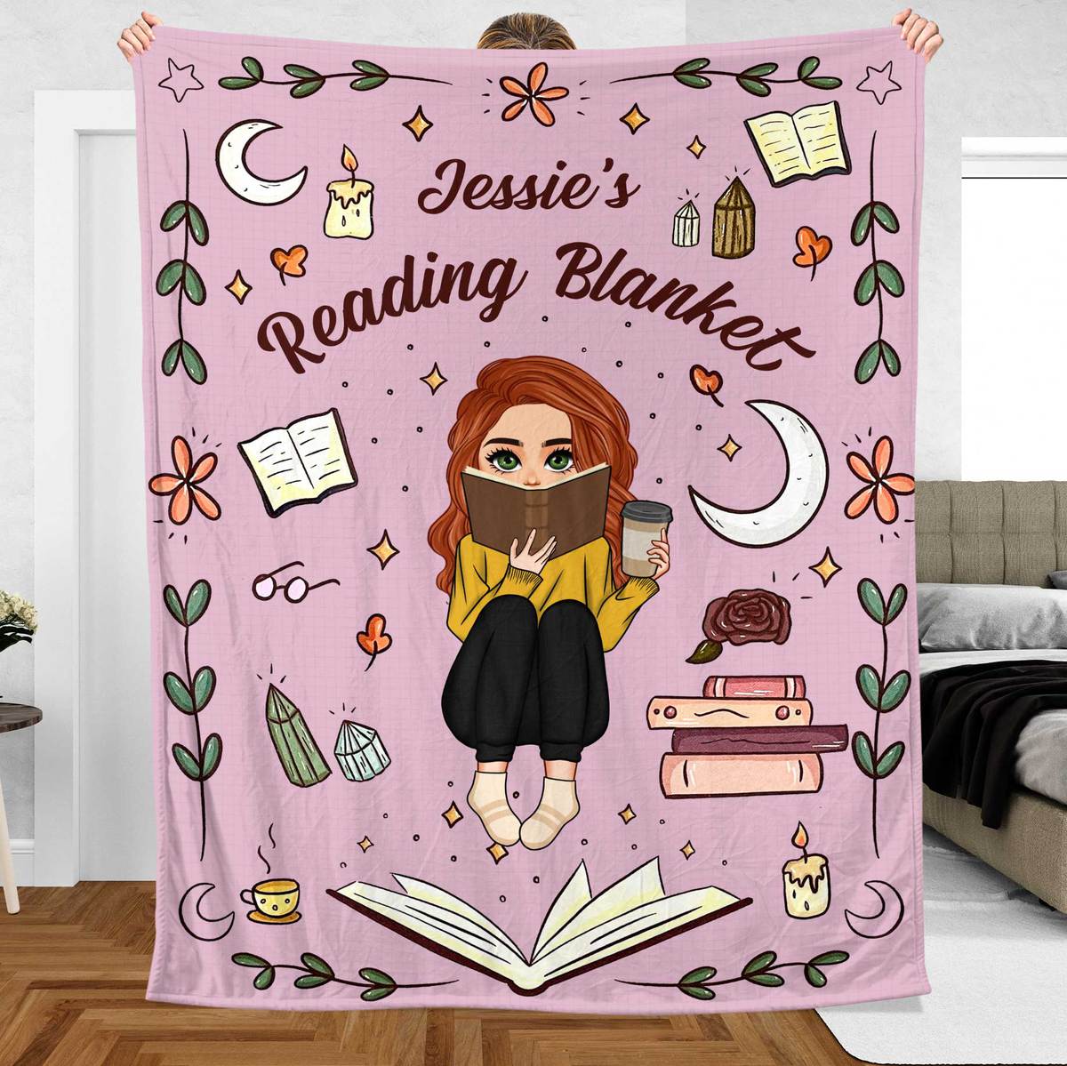 My Reading Blanket (Chibi) - Personalized Blanket - Thoughtful Gift For Birthday, Christmas - Giftago