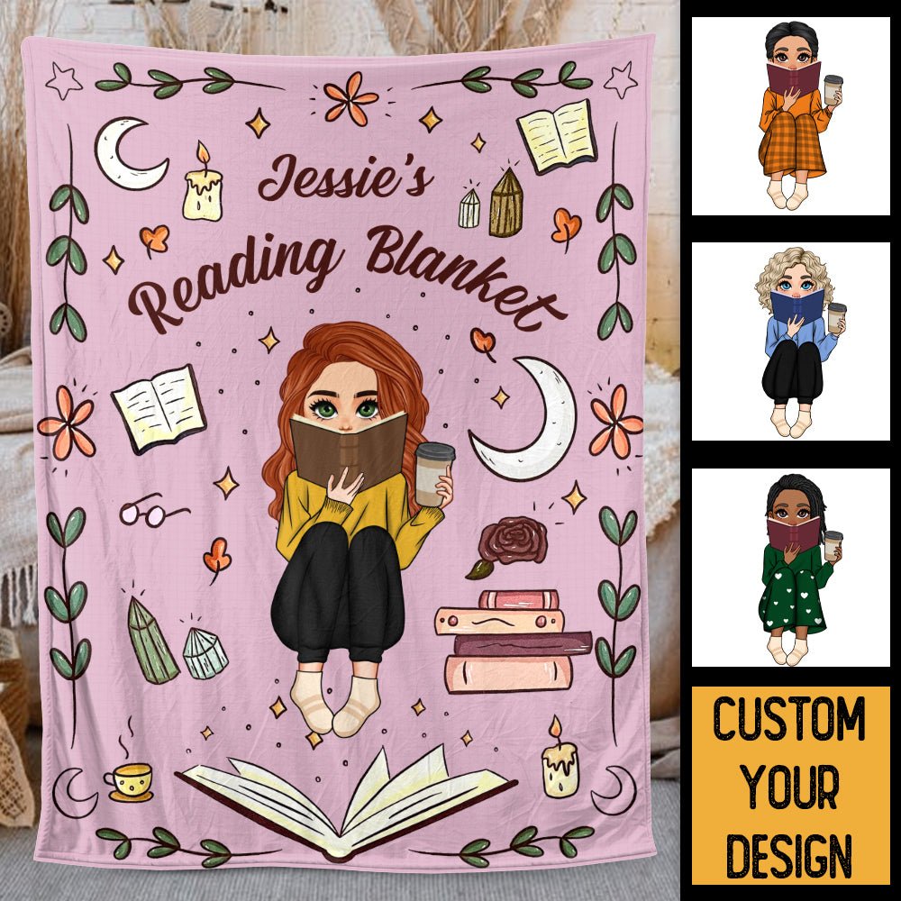 My Reading Blanket (Chibi) - Personalized Blanket - Thoughtful Gift For Birthday, Christmas - Giftago