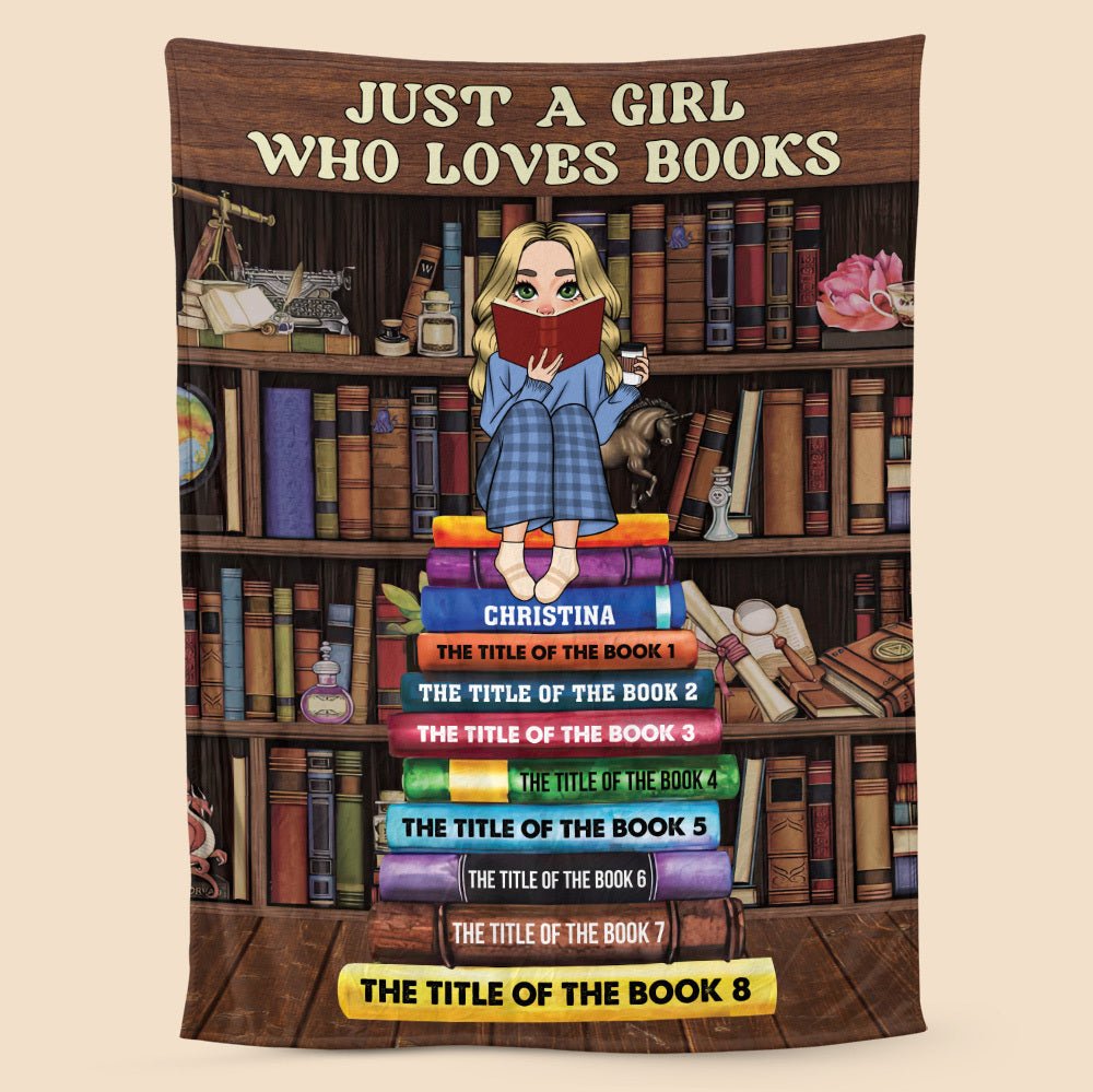 My Reading Blanket With Book Shelf - Personalized Blanket - Thoughtful Gift For Birthday, Christmas - Giftago