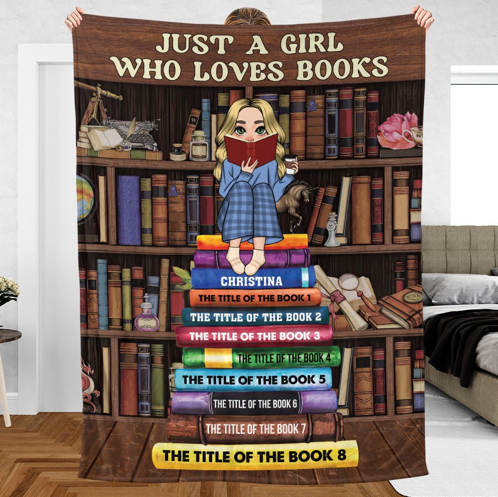 My Reading Blanket With Book Shelf - Personalized Blanket - Thoughtful Gift For Birthday, Christmas - Giftago