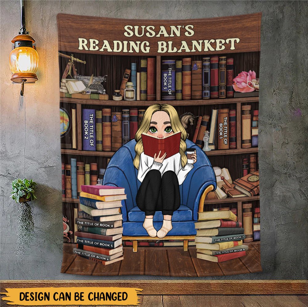 My Reading Blanket With Cozy Book Shelf - Personalized Blanket - Thoughtful Gift For Birthday, Christmas - Giftago
