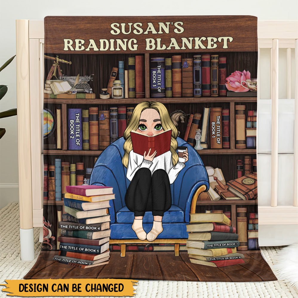 My Reading Blanket With Cozy Book Shelf - Personalized Blanket - Thoughtful Gift For Birthday, Christmas - Giftago