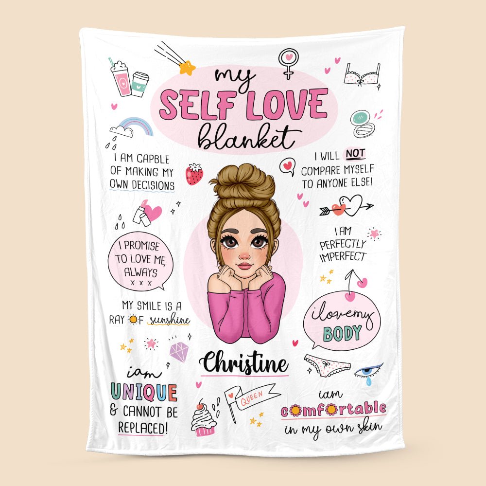 My Self Love Blanket Pink - Personalized Blanket - Best Gift For Mom, Daughter, Sister, Friend, Wife - Giftago