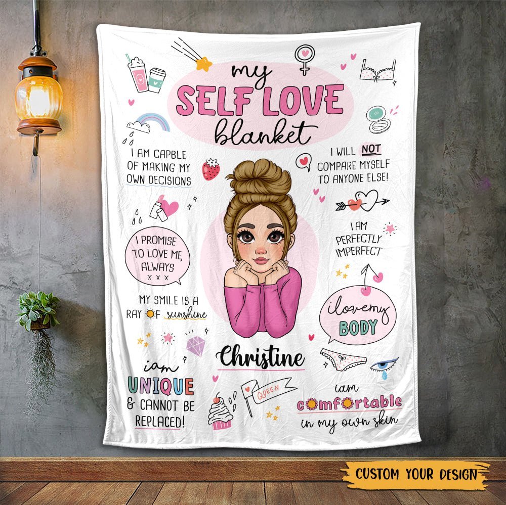 My Self Love Blanket Pink - Personalized Blanket - Best Gift For Mom, Daughter, Sister, Friend, Wife - Giftago