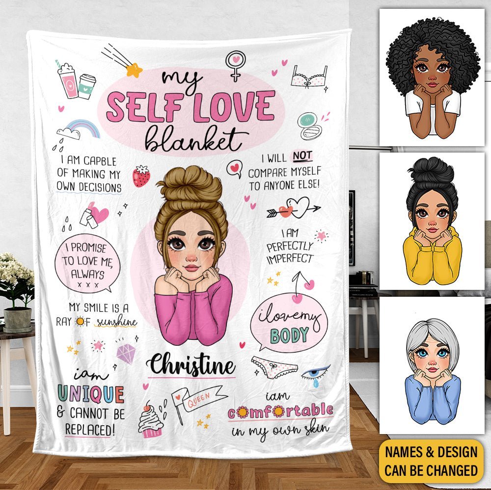 My Self Love Blanket Pink - Personalized Blanket - Best Gift For Mom, Daughter, Sister, Friend, Wife - Giftago