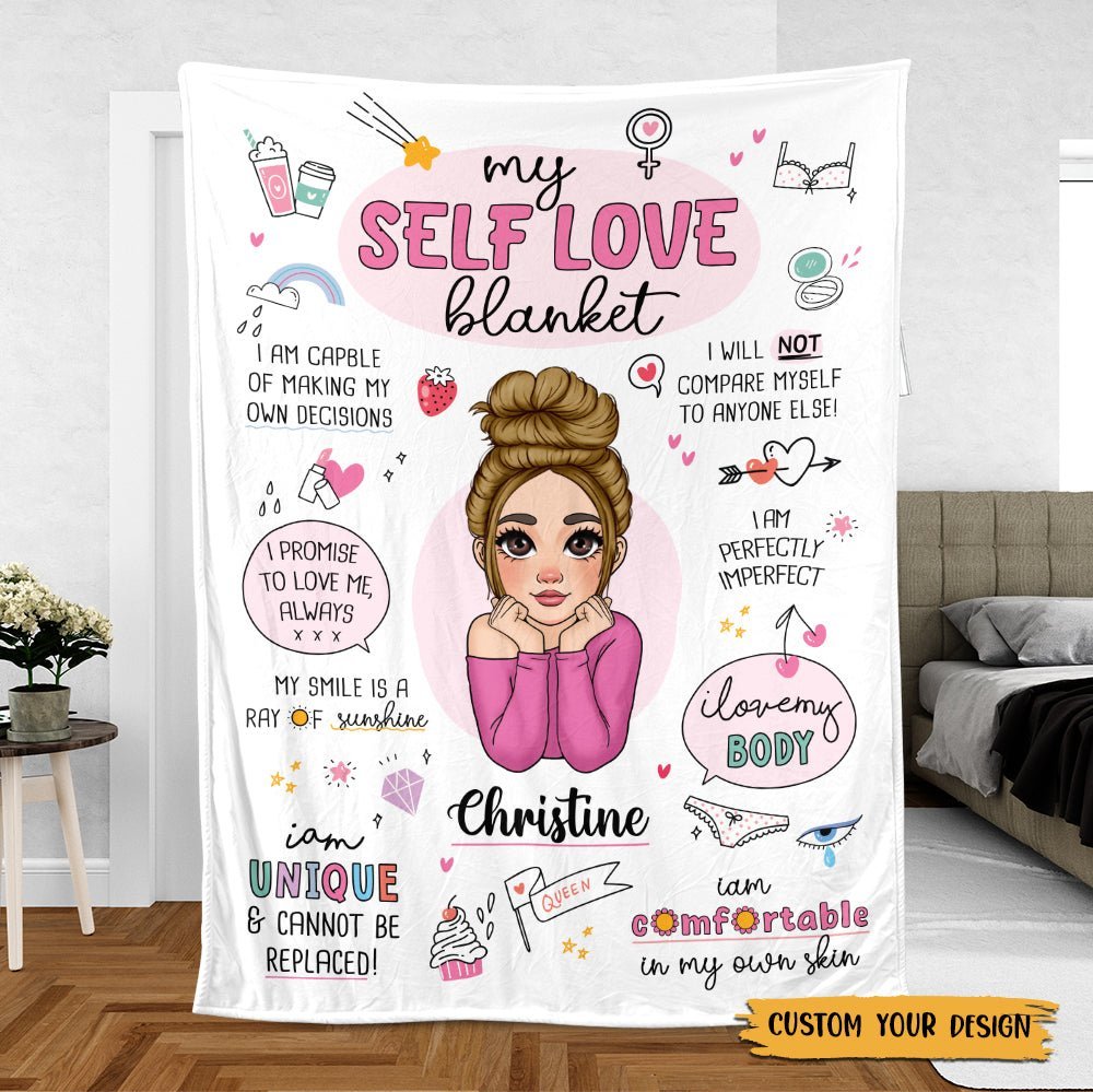My Self Love Blanket Pink - Personalized Blanket - Best Gift For Mom, Daughter, Sister, Friend, Wife - Giftago