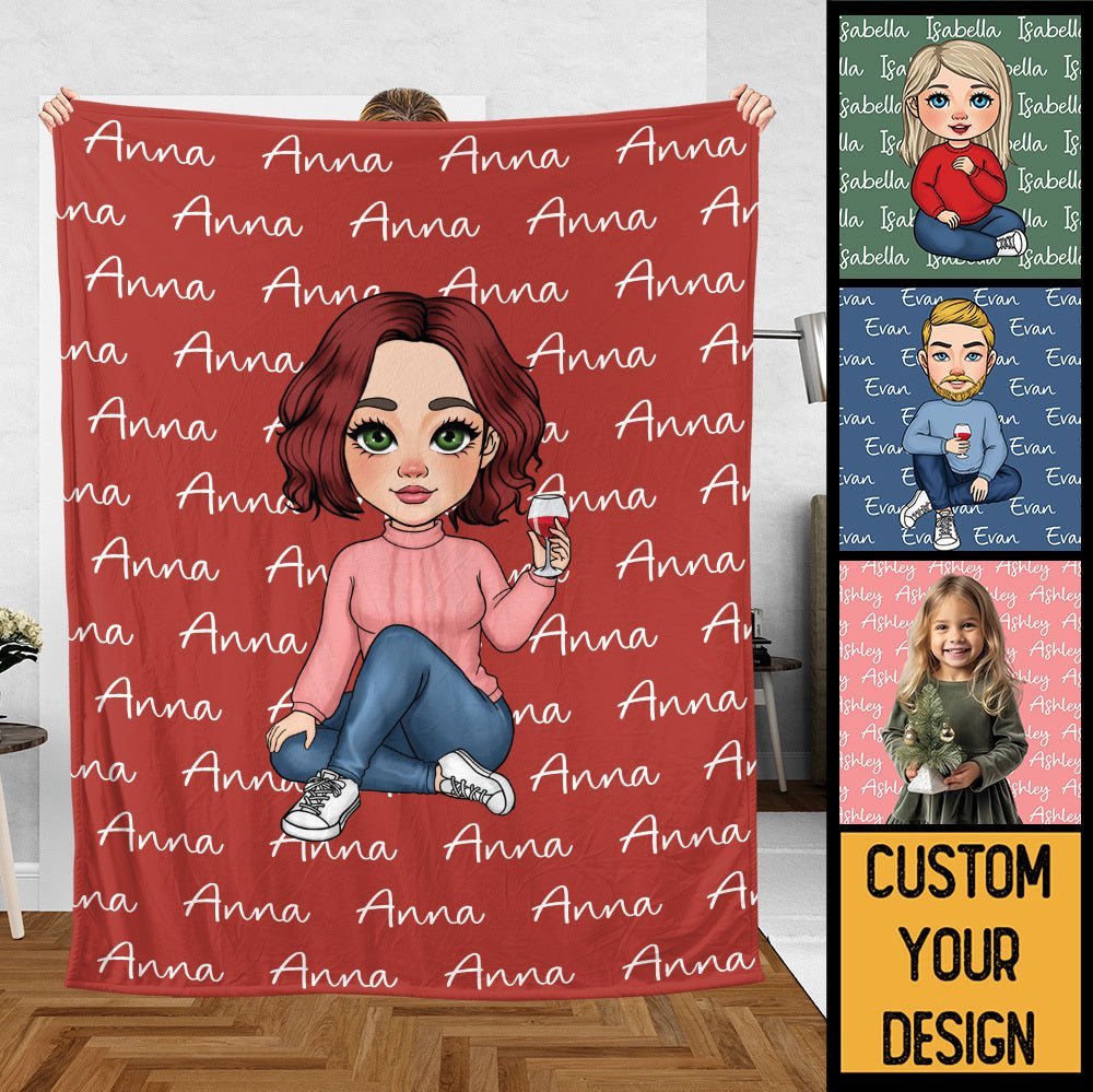Name & Portrait - Personalized Blanket - Meaningful Gift For Christmas, For Birthday - Giftago