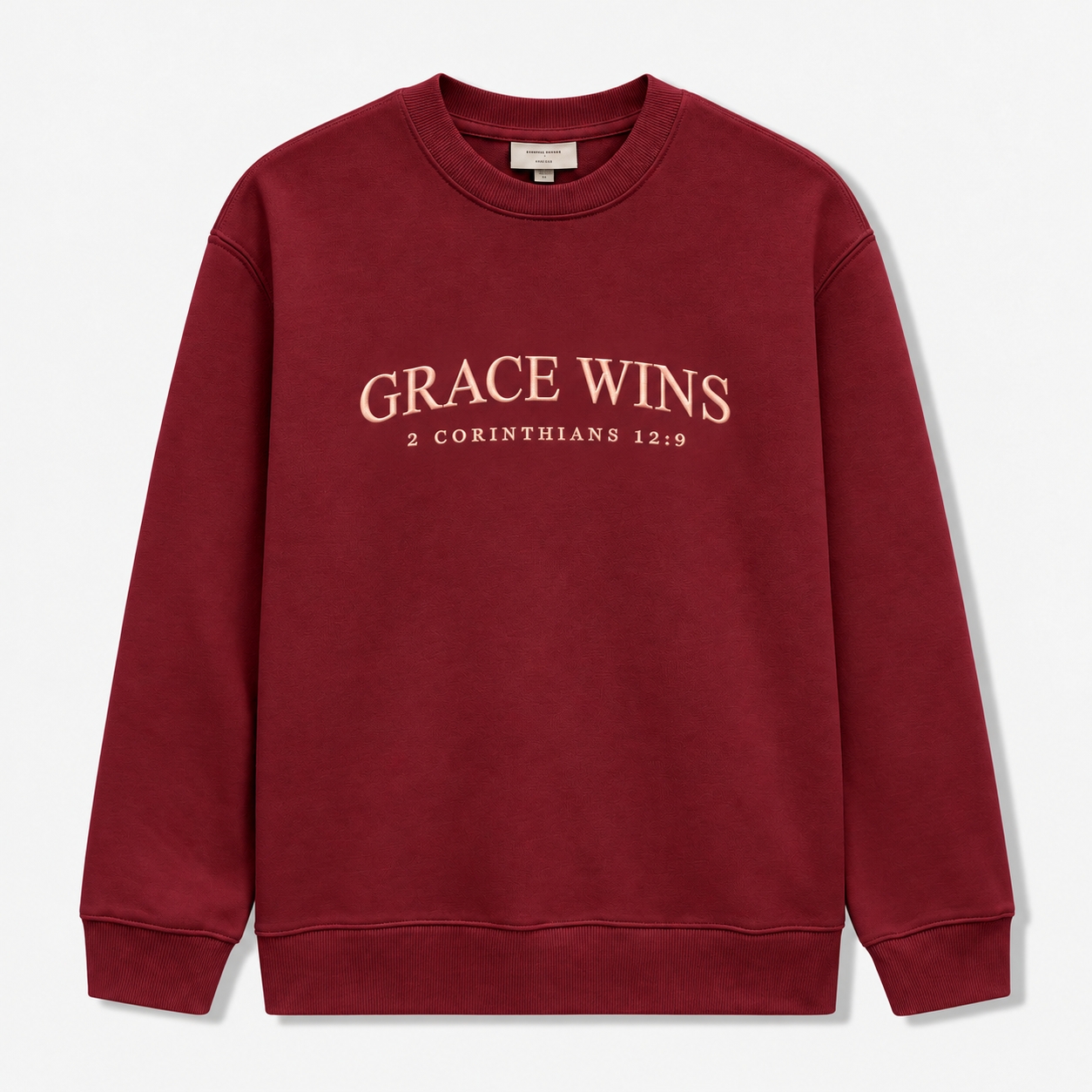 Grace Wins Embroidered Sweatshirt – 2 Corinthians 12:9