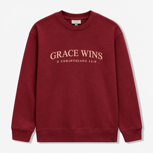 Grace Wins Embroidered Sweatshirt – 2 Corinthians 12:9