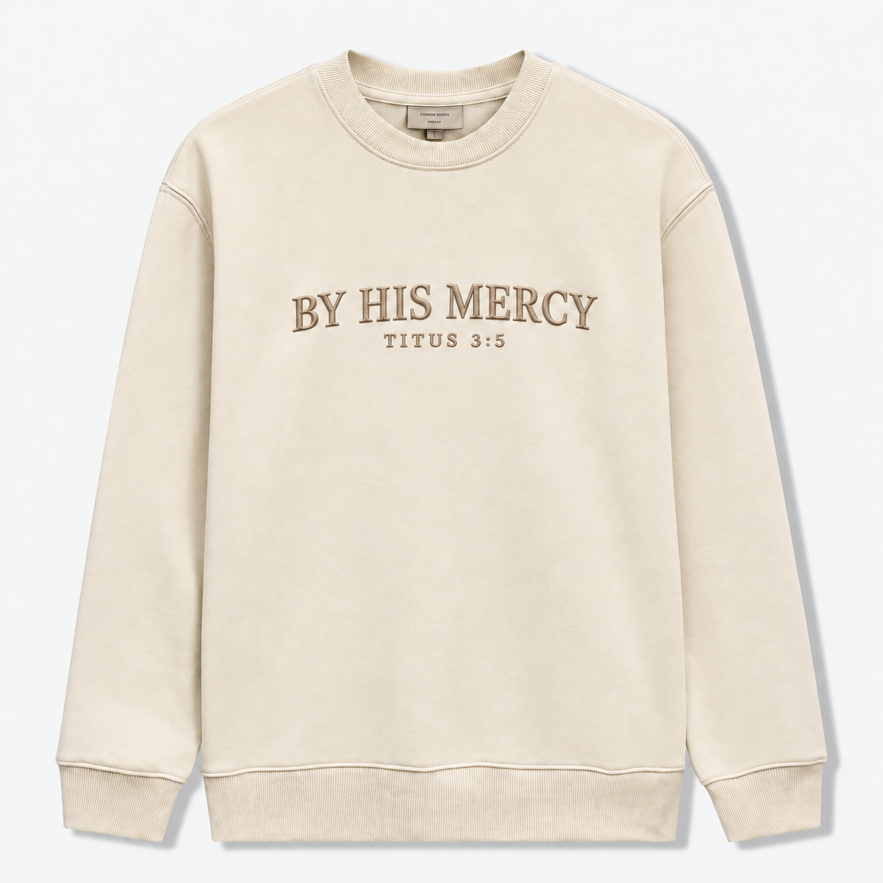 By His Mercy Embroidered Sweatshirt – Titus 3:5