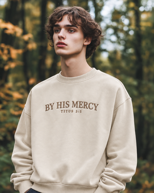 By His Mercy Embroidered Sweatshirt – Titus 3:5