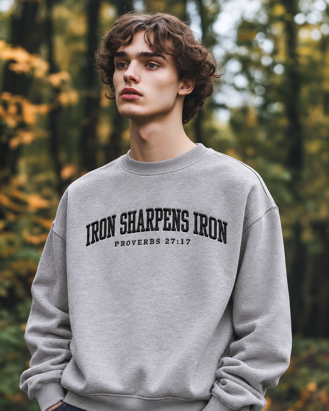 Iron Sharpens Iron Embroidered Sweatshirt – Proverbs 27:17
