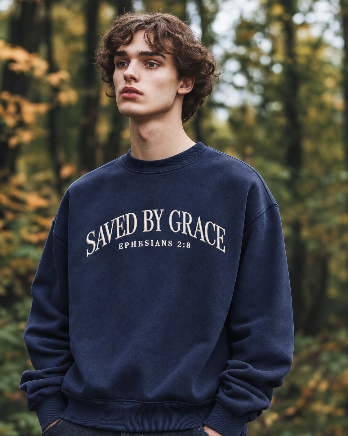 Saved by Grace Embroidered Sweatshirt – Ephesians 2:8
