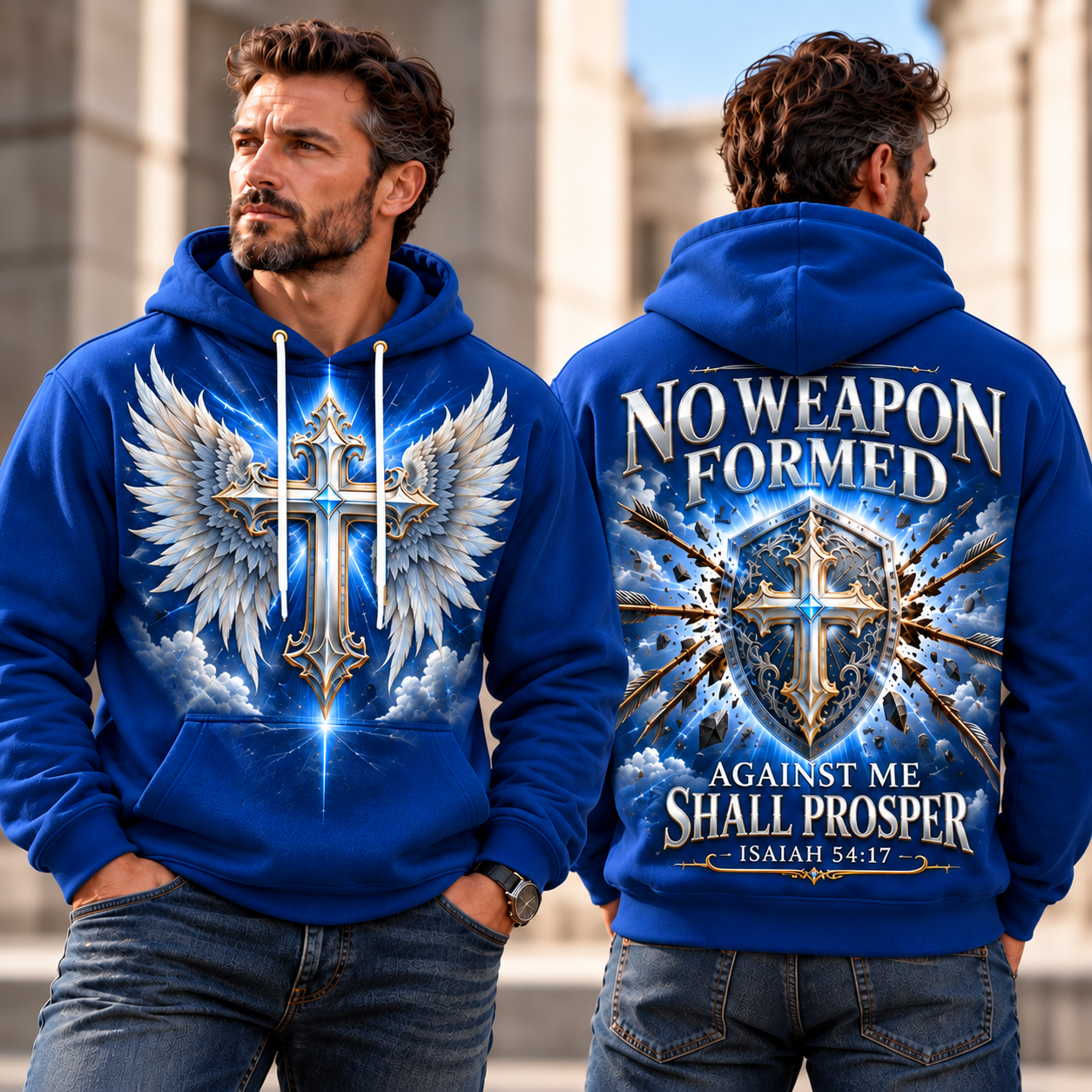 Royal Blue Divine Shield No Weapon Formed Hoodie