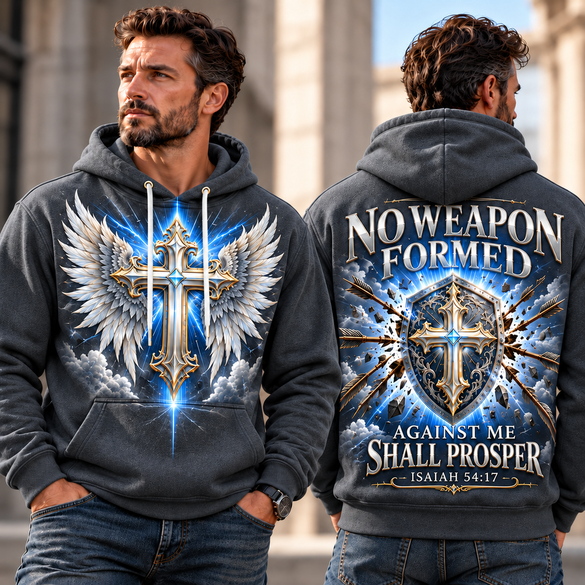 Charcoal Gray Divine Shield No Weapon Formed Hoodie