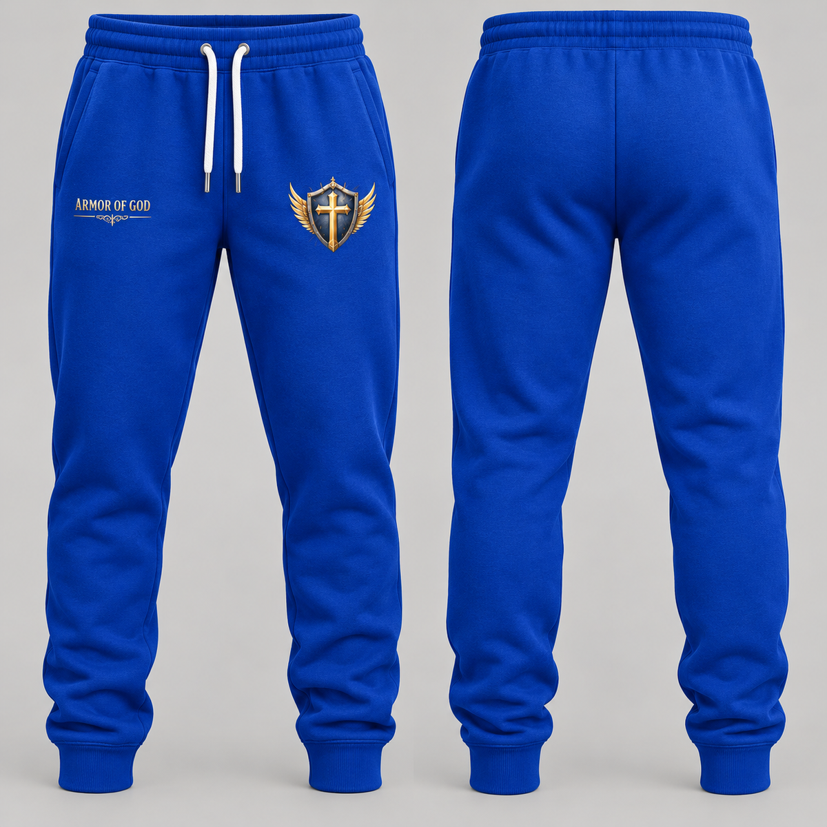 Royal Blue Armor of God Sweatpants – Stand Firm in Faith