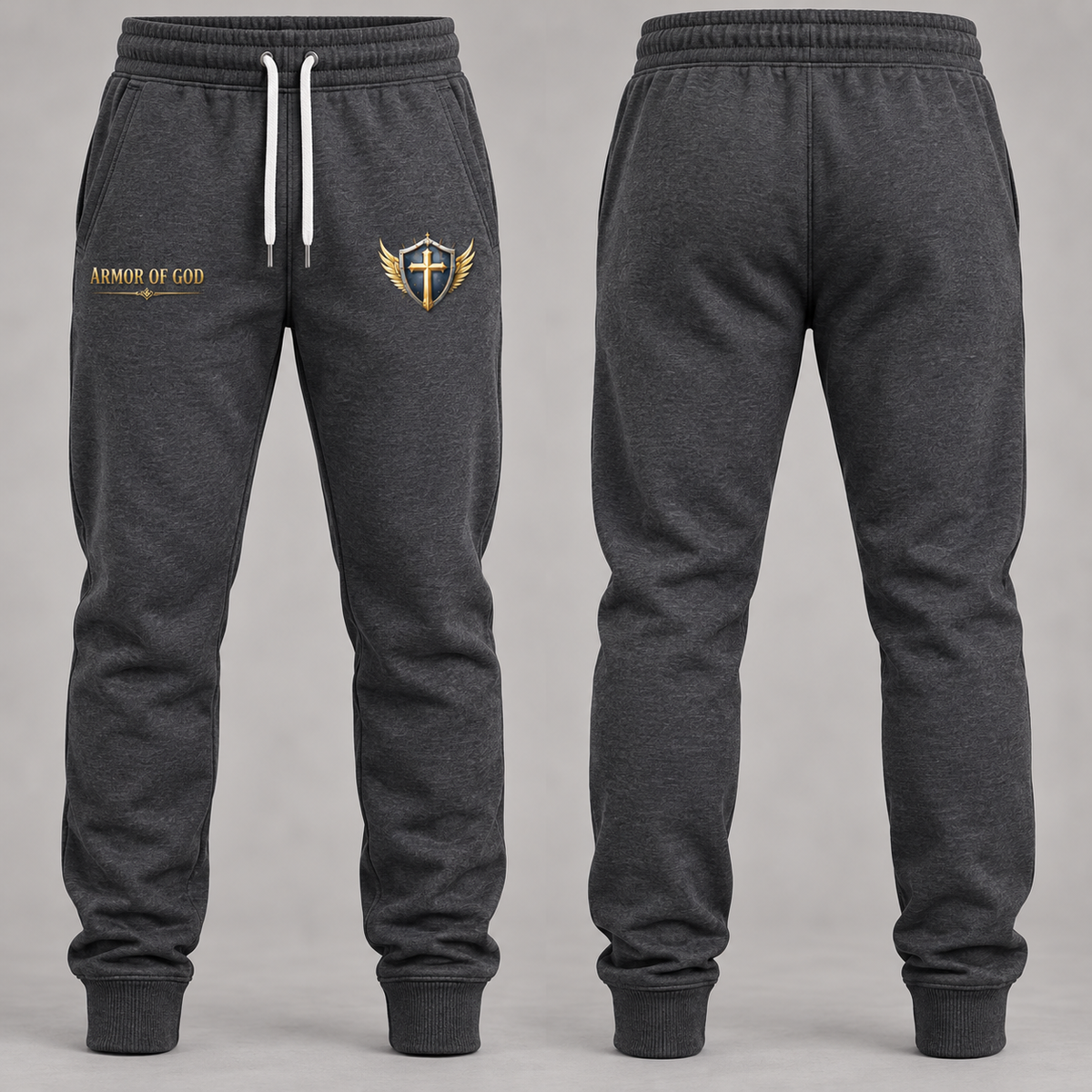 Charcoal Gray Armor of God Sweatpants – Stand Firm in Faith