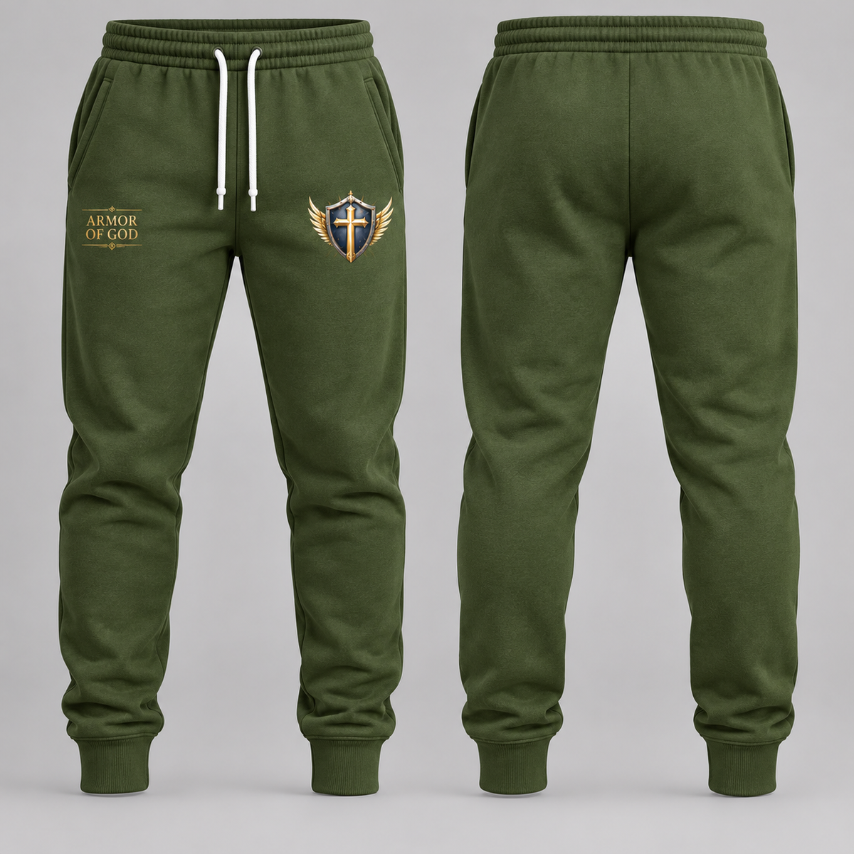 Olive Green Armor of God Sweatpants – Stand Firm in Faith