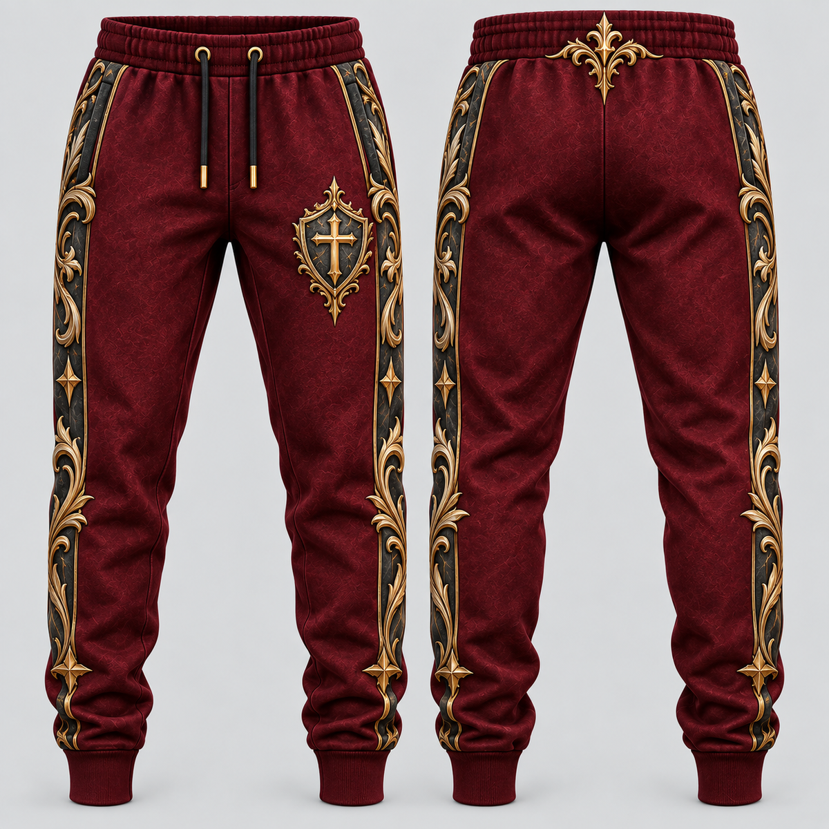 No Weapon Formed – Christian Sweatpants - Burgundy & Gold