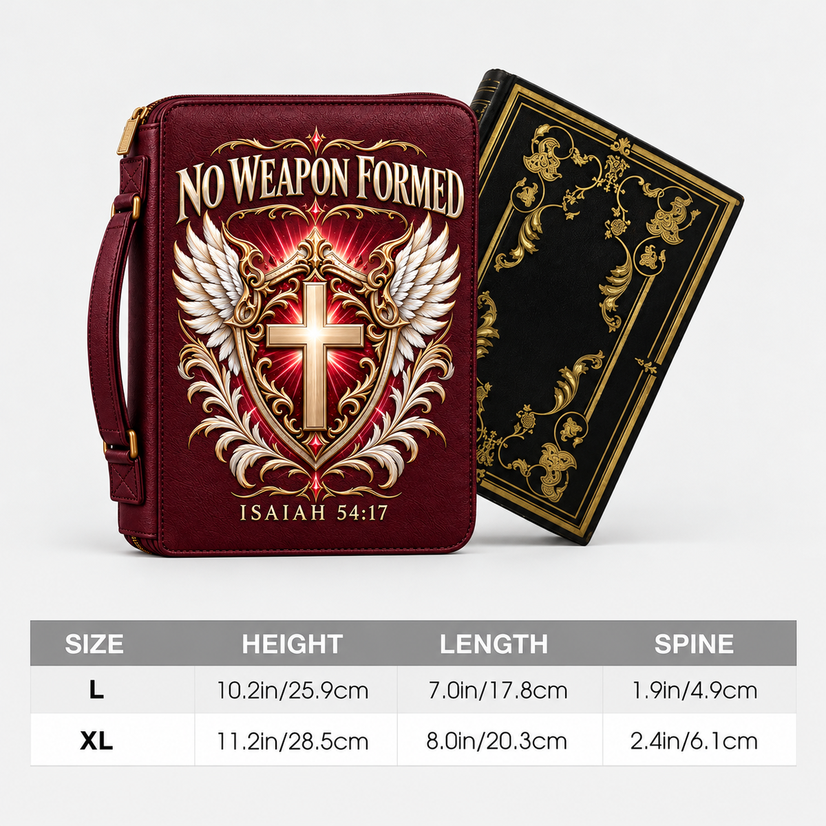 No Weapon Formed – Crowned Grace Burgundy Bible Cover