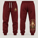 No Weapon Formed – Sanctuary Cross Burgundy Christian Sweatpants