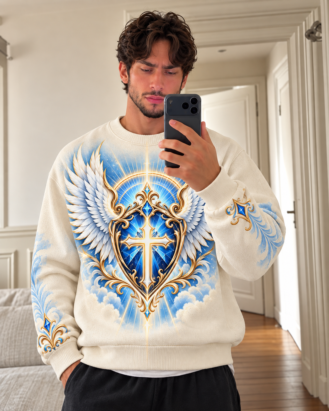 No Weapon Formed – Heavenly Armor Ivory Christian Sweater