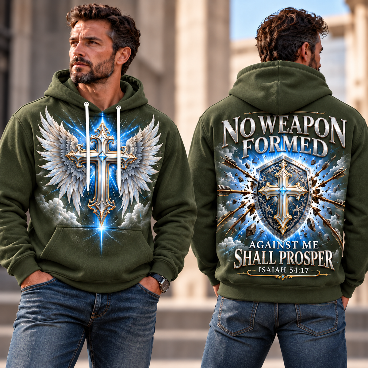 Olive Green Divine Shield No Weapon Formed Hoodie