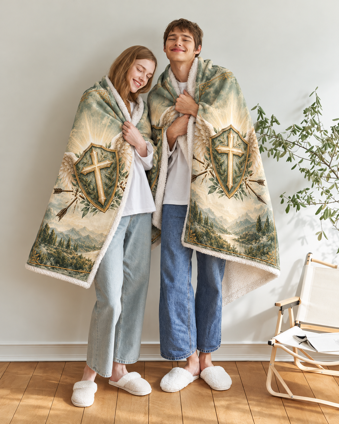 No Weapon Formed – Graceful Protection Sage Green Christian Blanket
