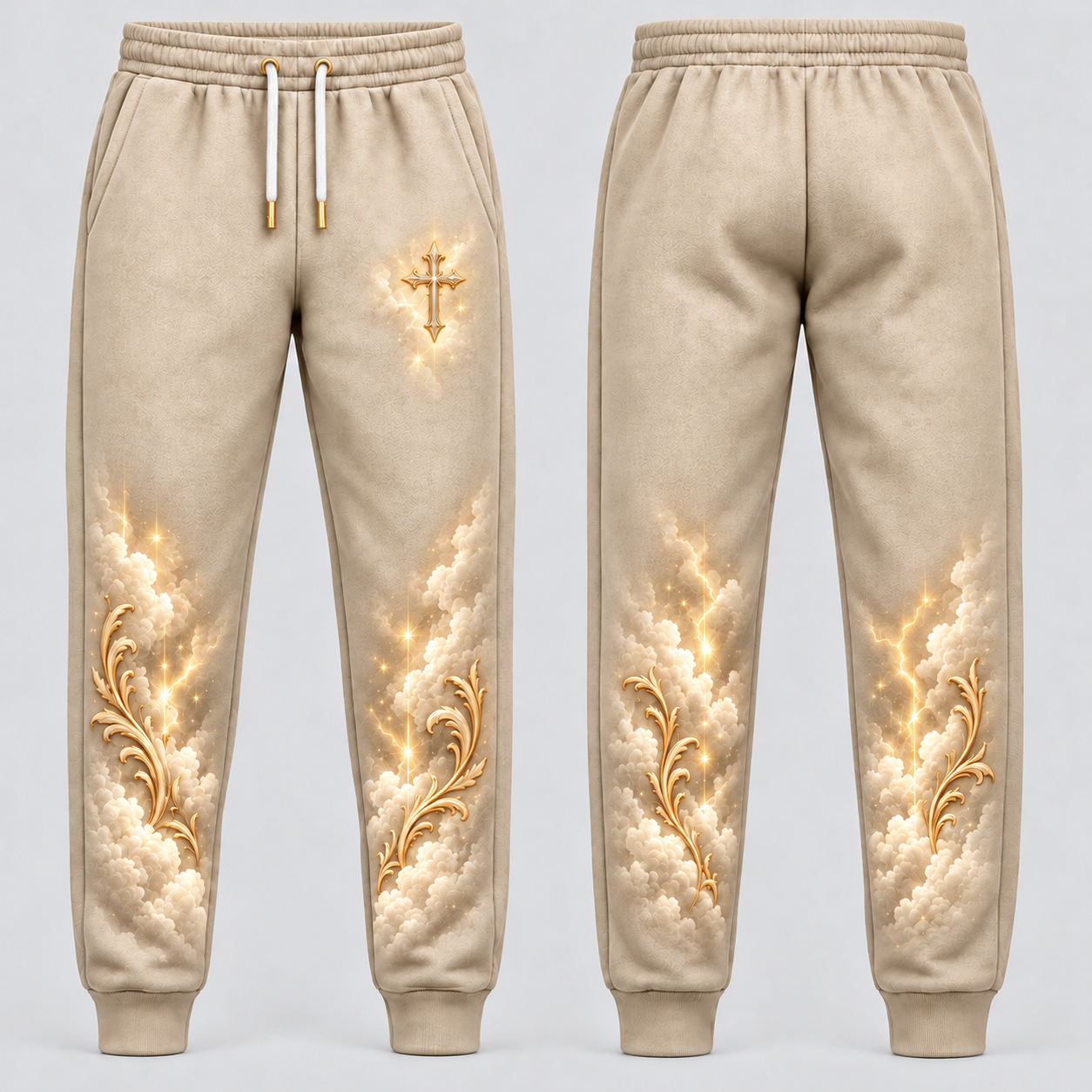 No Weapon Formed – Christian Sweatpants - Ivory & Gold