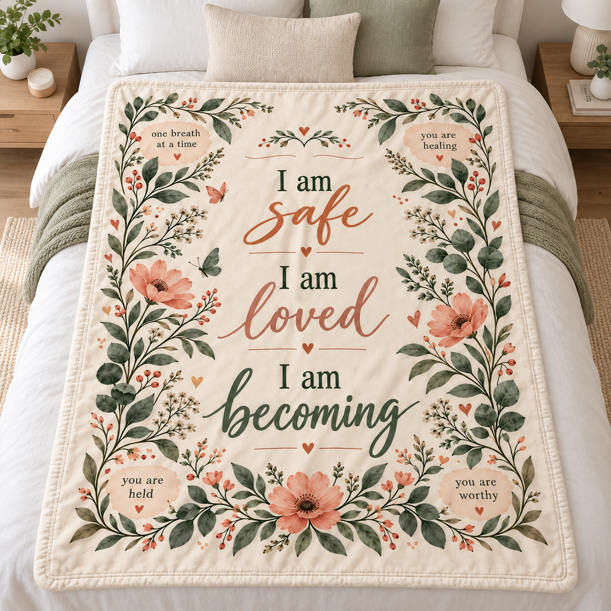 Wrapped in Affirmations – Healing Garden Blanket | Comfort and Encouragement Gift