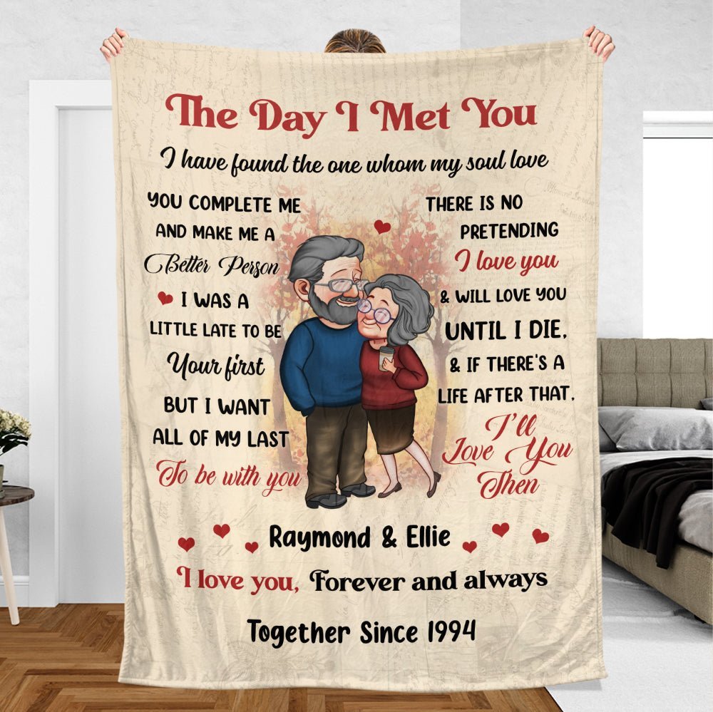 Old Couple The Day I Met You - Personalized Blanket - Meaningful Gift For Christmas, For Couple - Giftago