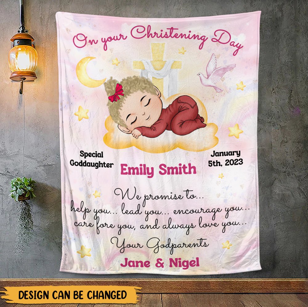 On Your Christening Day Blanket - Personalized Blanket - Giftago