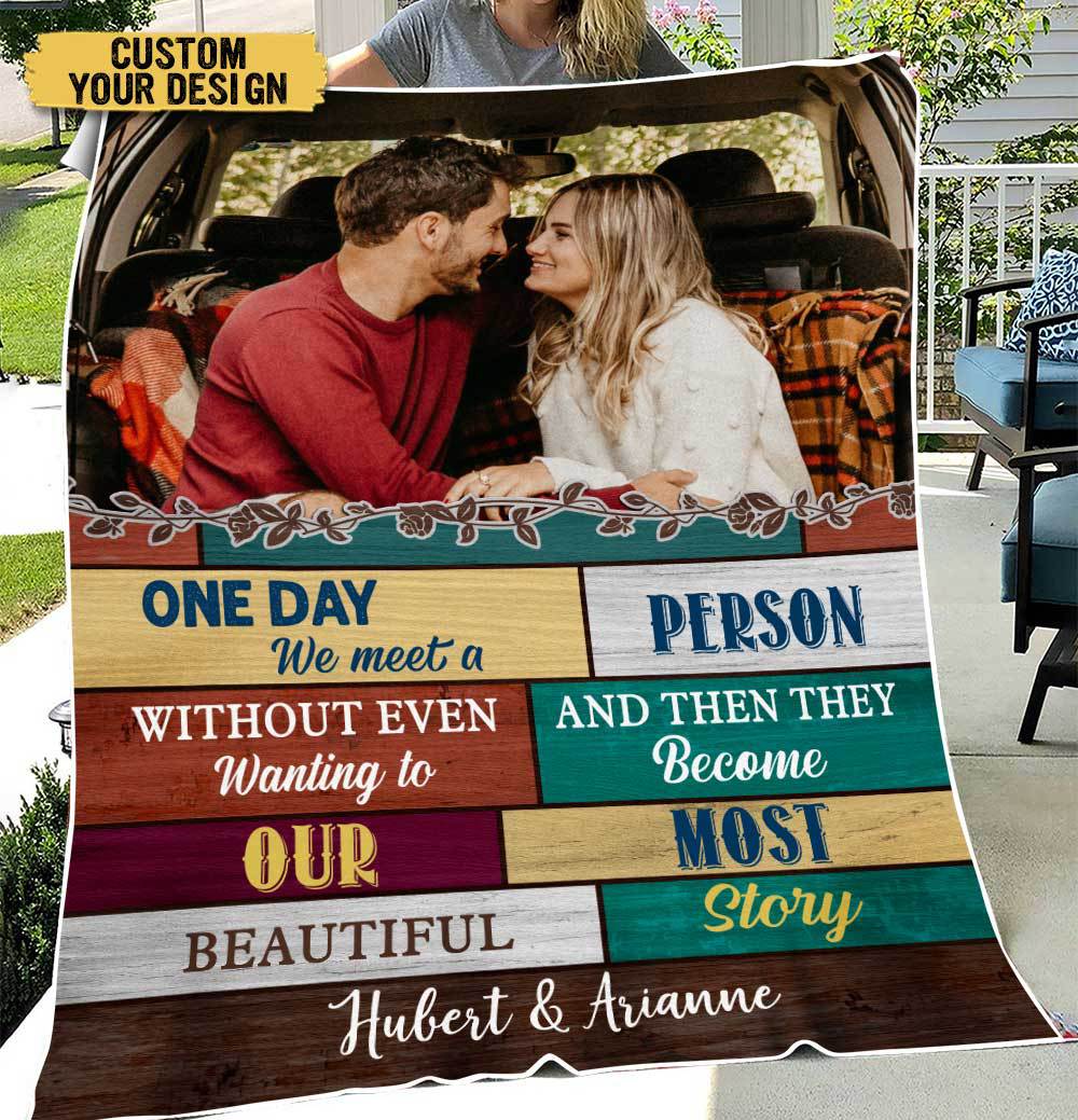 One Day We Meet Photo - Personalized Blanket - Meaningful Gift For Valentine, For Couple - Giftago