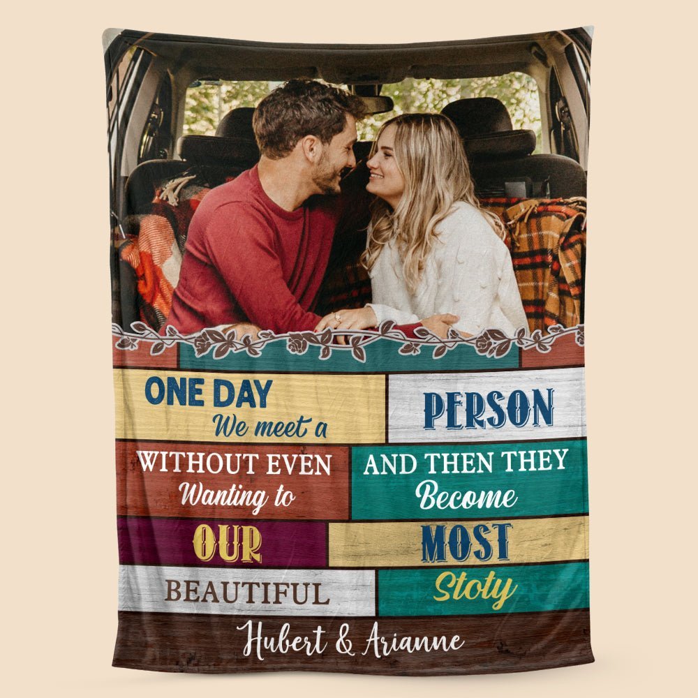 One Day We Meet Photo - Personalized Blanket - Meaningful Gift For Valentine, For Couple - Giftago