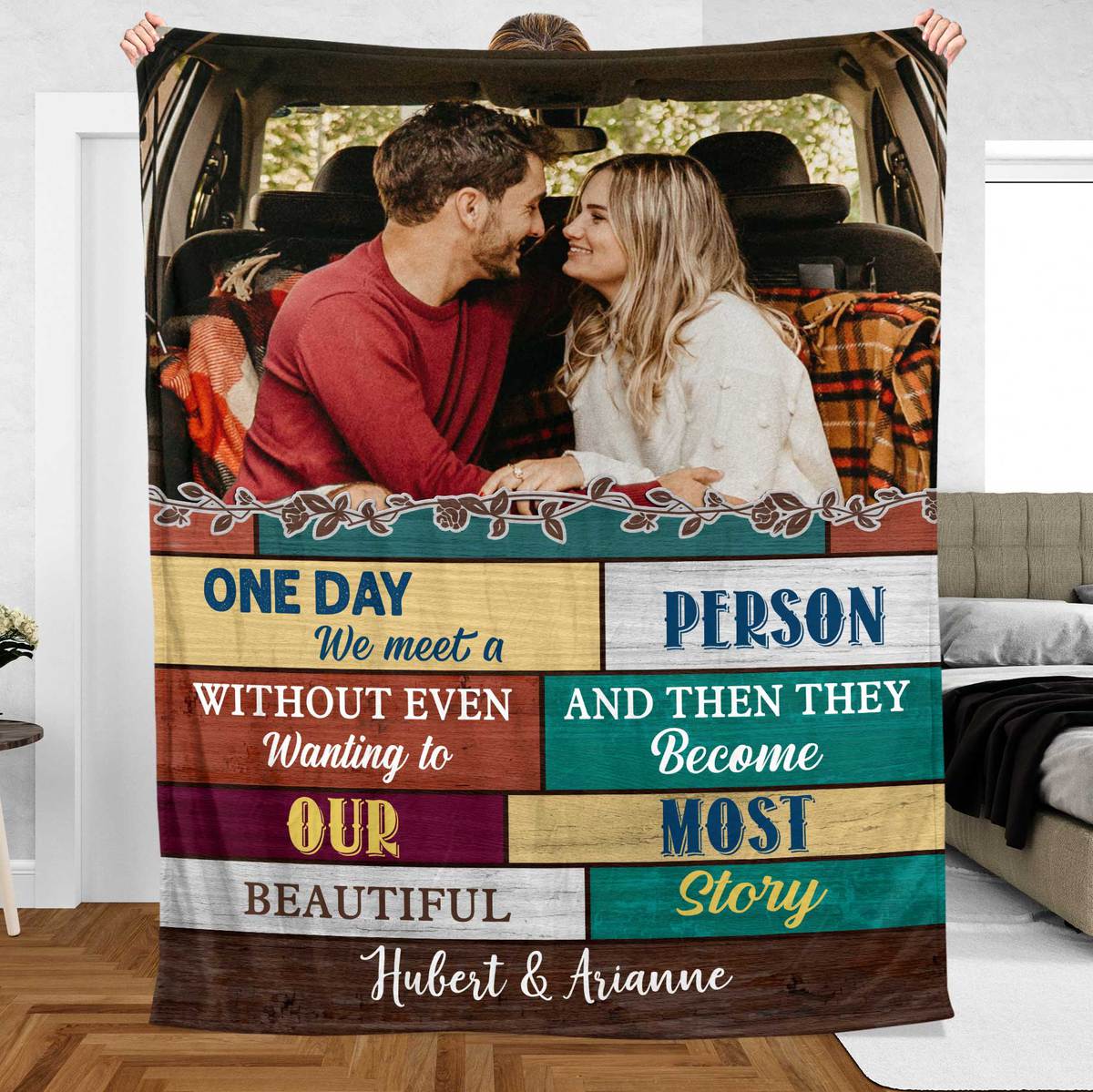 One Day We Meet Photo - Personalized Blanket - Meaningful Gift For Valentine, For Couple - Giftago