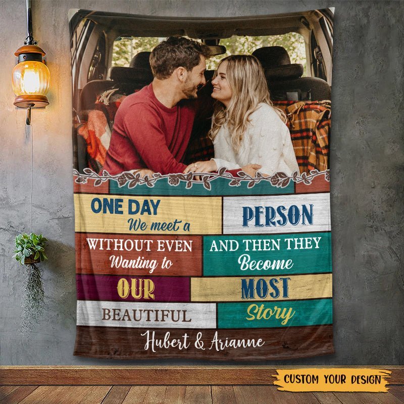 One Day We Meet Photo - Personalized Blanket - Meaningful Gift For Valentine, For Couple - Giftago