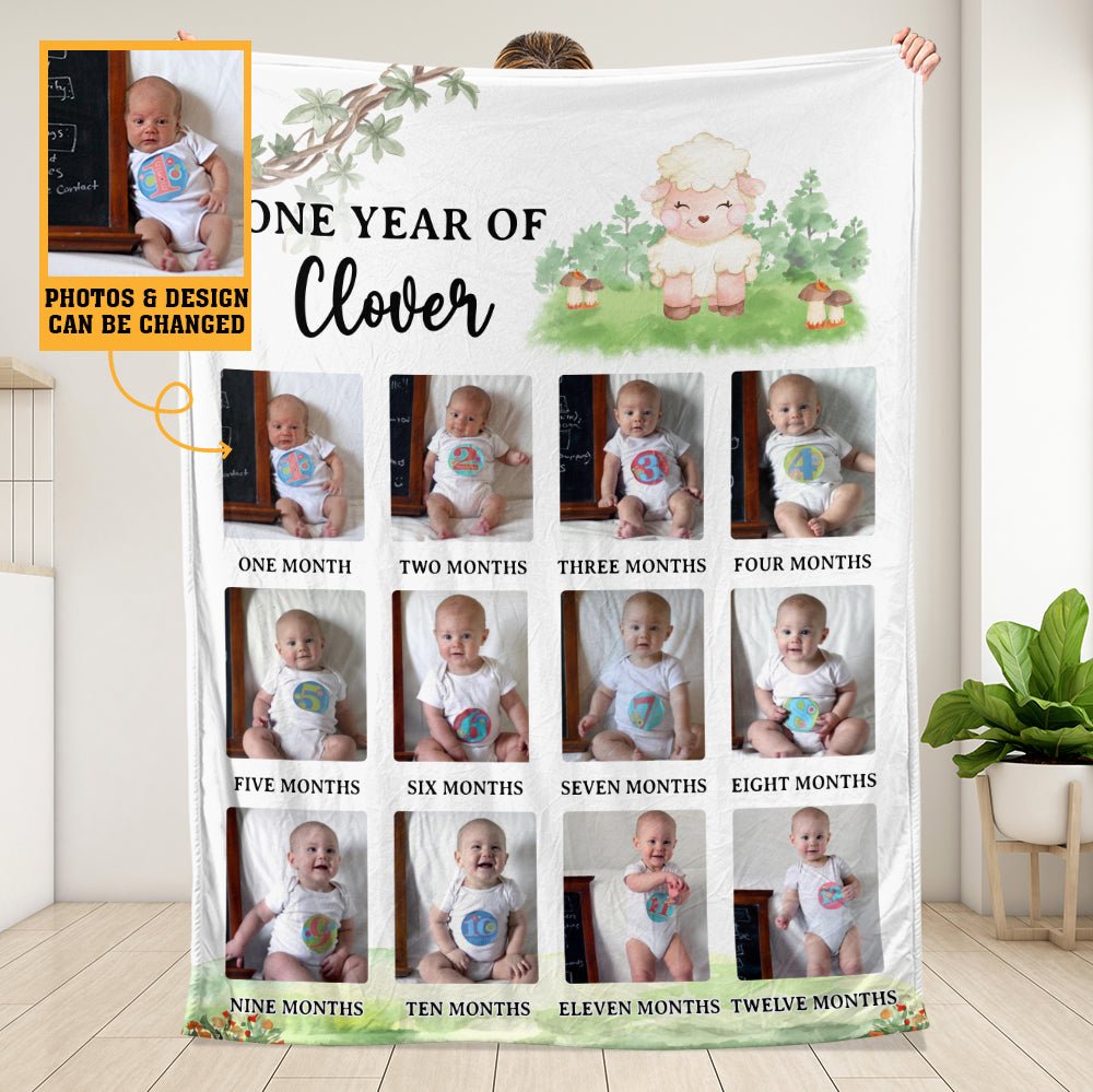 One Year Of My Baby Blanket - Personalized Blanket - Giftago