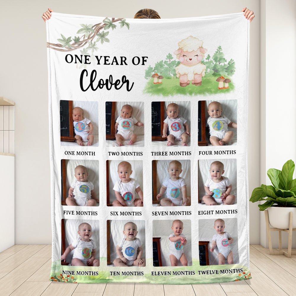 One Year Of My Baby Blanket - Personalized Blanket - Giftago