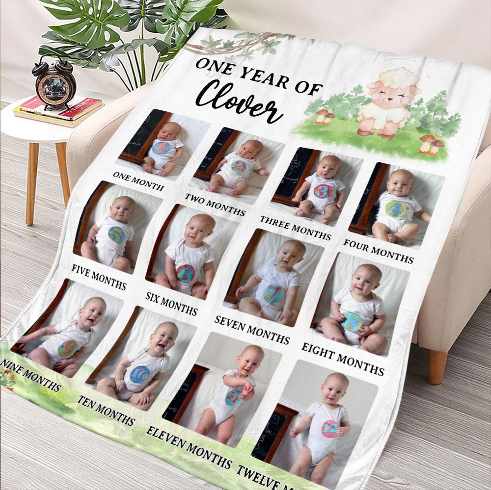 One Year Of My Baby Blanket - Personalized Blanket - Giftago