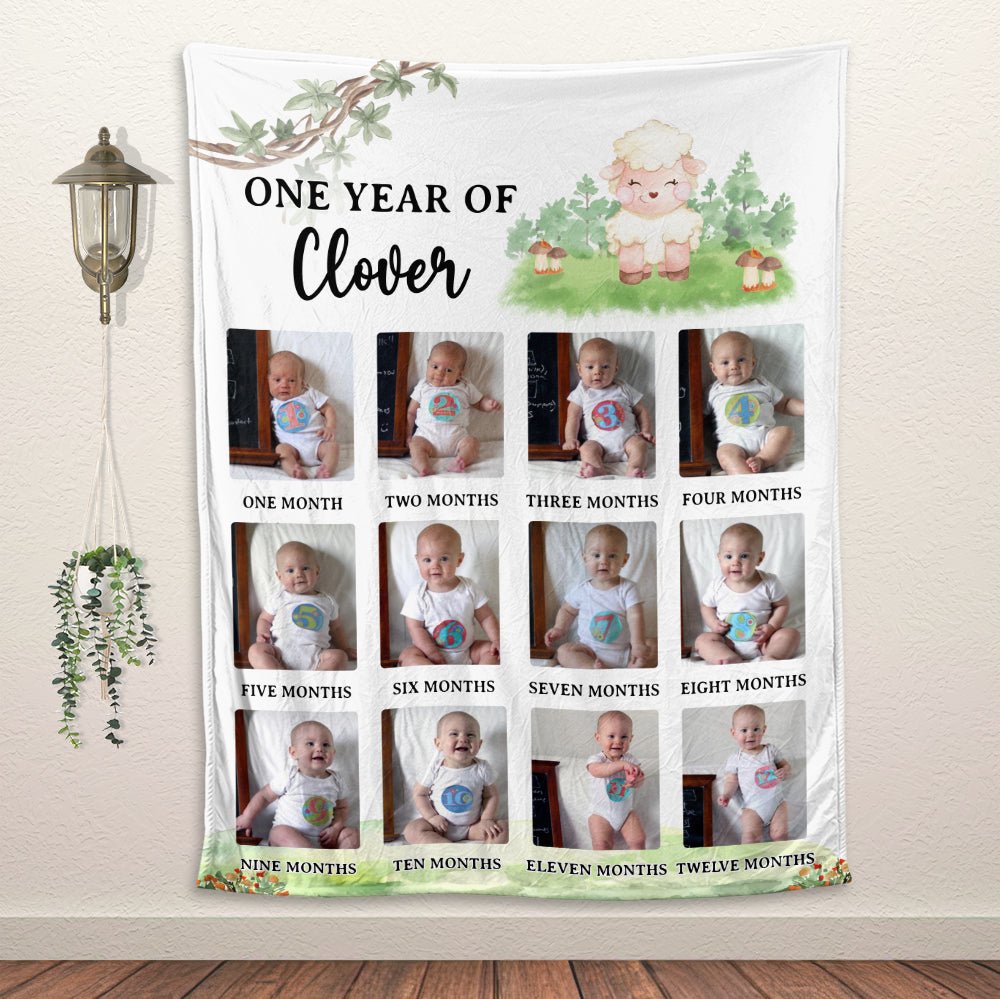 One Year Of My Baby Blanket - Personalized Blanket - Giftago