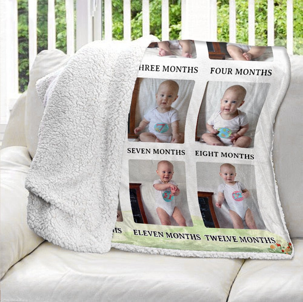 One Year Of My Baby Blanket - Personalized Blanket - Giftago